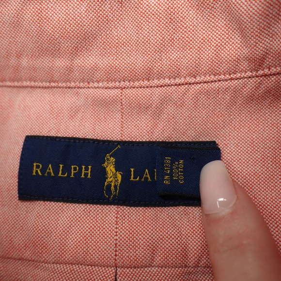 Ralph Lauren Button Down Long Sleeve Cotton Oxford Preppy Men XL Salmon - Picture 5 of 8